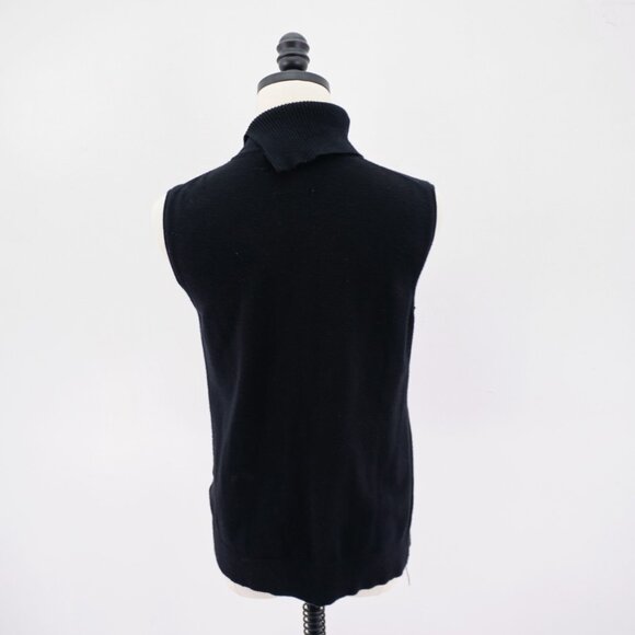 Cable‎ & Gauge Large Black Ribbed Slit Mock Neck Sleeveless Sweater Fitted Waist - Picture 7 of 10